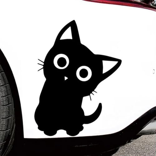 Adesivo per auto con gatti neri, con testa di gatto, impermeabile, resistente ai raggi UV e non scolorisce, adatto per auto, moto, computer portatili (1 pezzo, 6,5 cm x 10 cm)