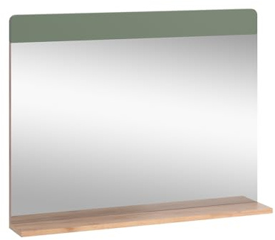 Vicco Badezimmerspiegel Izan, Goldkraft Eiche/Grün, 80.1 x 62 cm mit Ablage