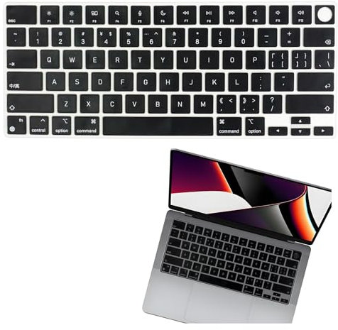 MacBook Keyboard Cover 13.6 in,Ultra-Thin Silicone compatible with MacBook Air M2,Silent,Dustproof and Waterproof Keyboard Membrane,Black Semi-Transparent Keyboard Membrane Can Make the Keys Clearer