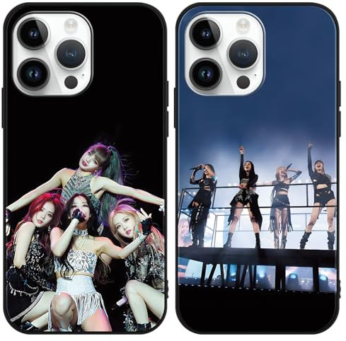 2 Stück Handyhülle für Apple iPhone 13/iPhone 14 Hülle 6.1 Zoll, Blackpick Kpop Star Jisoo Lisa Rose Jenny Ästhetik mit Motiv Designs Case Schwarz Schutzhülle Stoßfest TPU Weich Ultra Dünn Cover