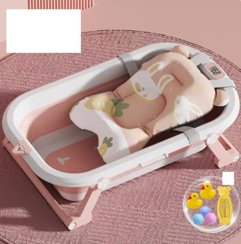 OHMG Faltbare Babybadewanne, Babybadewanne, faltbar, mit Kissen, Babywanne, Reduzierer für Babys, Badewanne für Babys von 0 bis 36 Monaten, tragbare Babybadewanne