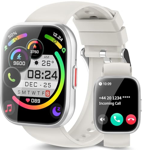 Montre Connectée Homme Femme, 1.85 HD Smartwatch avec Appel Bluetooth, 110+ Modes Sportifs, Montre Intelligente Etanche IP68 avec Podometre/Sommeil/Cardiofrequencemetre pour Android iOS, Blanc