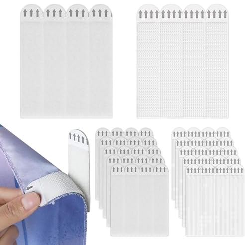 24 Pairs (48 Strips) Adhesive Picture Hanging Strips, Large No Nails Damage-Free Hooks for Canvas Photo Frames, Double Side Hook Loop Mounting Tapes for Mirrors Wall Decorations‌, 92 x 19mm