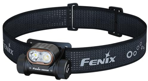 Fenix HM55R Schwarz Stirnlampe LED Wiederaufladbar,1200 Lumen Extrem Hell,USB-C Aufladbar,175M,Strahler Flutlicht & Rotlicht,IP68 Wasserdicht Sensor Kopflampe,141 Stunden max,Outdoor Camping Joggen