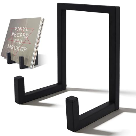 MHYMX Schallplatten Aufbewahrung, Schallplattenständer Metall Vinyl Halter Desktop Schallplatten Halter Schwarz Multifunktional Präsentationsständer für Teller Vinyl Bücher