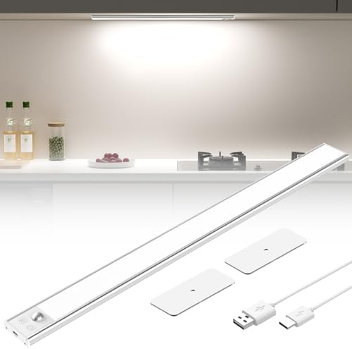 OUILA Unterbauleuchte Küche LED 41CM Schrankbeleuchtung mit Bewegungsmelder USB-C wiederaufladbar LED-Licht Dimmbar kabellos Nachtlicht für Küche Kleiderschrank Schrank