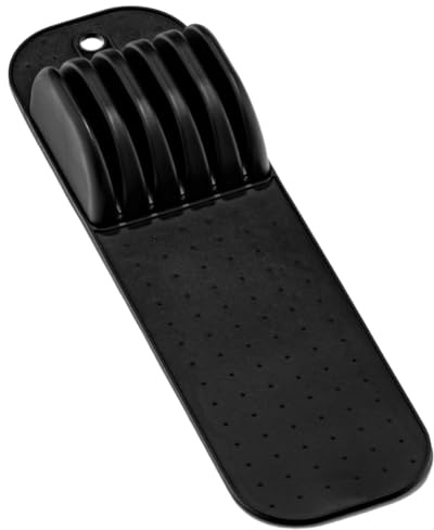 Ounfhtrttk 5 Slot Knife Drawer Organiser Tray Slim In-Drawer Knife Holder Insert W/H Non-Slip Mat Compact Knife Storage for Kitchen