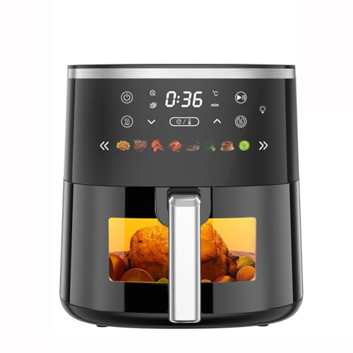 6.5QT Air Fryer With 8 Preset Functions | Visible Window, Adjustable Temperature Timer, Easy To Clean, Perfect For Home Kitchens, Makes Crispy Fries, Chicken & More.