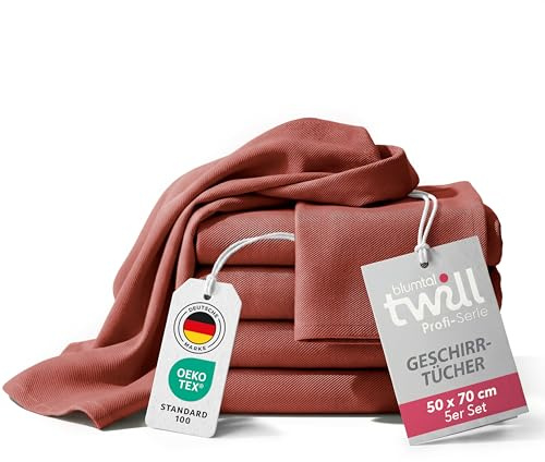 Blumtal 5er Set Premium Geschirrtücher Baumwolle 50x70 cm - Ultra saugstarke Geschirrhandtücher Baumwolle - Oeko-Tex zert. - Geschirrhandtuch griffig (230gsm) - Profi-Qualität - Geschirrtuch Rot