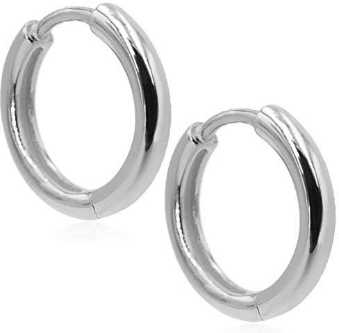 Silber-Creolen Ohrringe 925 Sterling 1 Paar Durchmesser 14 mm NOBEL SCHMUCK®