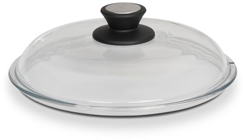 SKK 052 Glasdeckel mit SKK-Knopf – Runder und hitzebeständiger Universal-Deckel für Töpfe und Pfannen, ideal als Ersatzdeckel oder praktischer Sprizschutz – ⌀ 32 cm