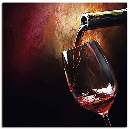 ARTLAND Wanddeko Leinwand Bilder Wandbild Rotwein Italien Mediterran Getränke Wein Malerei T5PV