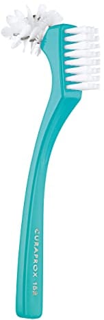 Curadent Tria Prothesenb�rste, 1 St Curaprox BDC Zahnprothesen-reinigungsbürste – Für Die Zahnprothesenpflege | Omega-bürstendesign Für Schwer Erreichbare Stellen | Ergonomischer Griff, Mint
