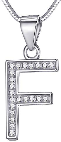 Morella Damen Buchstabenhalskette Halskette und Anhänger Buchstabe F aus 925 Silber rhodiniert 45 cm lang