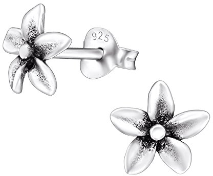 Laimons Damen-Ohrstecker Damenschmuck Blume Orchidee oxidiert Sterling Silber 925