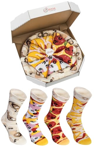 Rainbow Socks - Pizza MIX Hawaïenne Capriciosa Peppéroni Femme Homme - 4 Paires Chaussettes - Taille 41-46