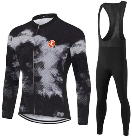 UGLY FROG Radsport Anzüge Herren Winter Warm halten with Fleece Langarm-Radsport-Trikot+Lange Lätzchen Dicht with Gel Pad Breathable Classic Bicycle Set
