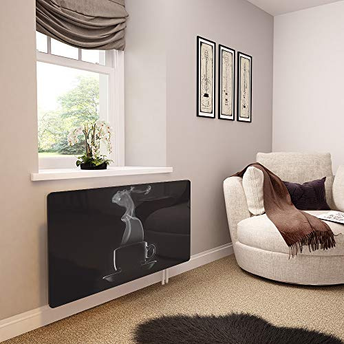 Glass Radiator Cover Printed - Black Coffee Cup - Made by Premier Range in 1020mm Wide x 640mm High