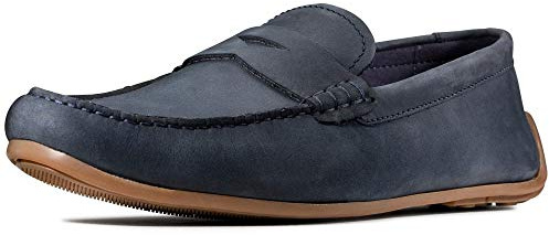 Clarks Men's Reazor Penny Mocassins, Blue Navy Nubuck Navy Nubuck, 7 UK