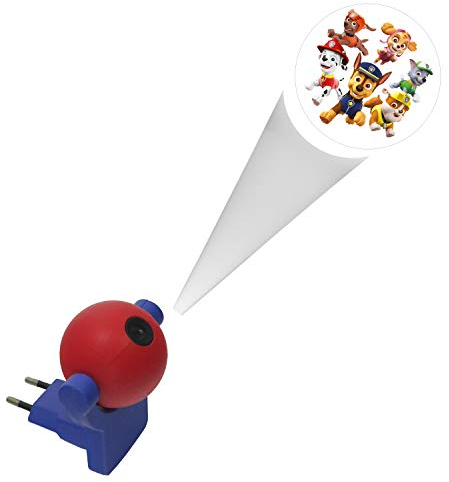 Stecker-Nachtlicht Paw Patrol, blau, Einstellbares Nachtlicht mit Dämmerungssensor, Indirektes Licht, Automatisches Steckdosenlicht für Baby, Kinderzimmer, Marshall, Chase, Sky, Rubble