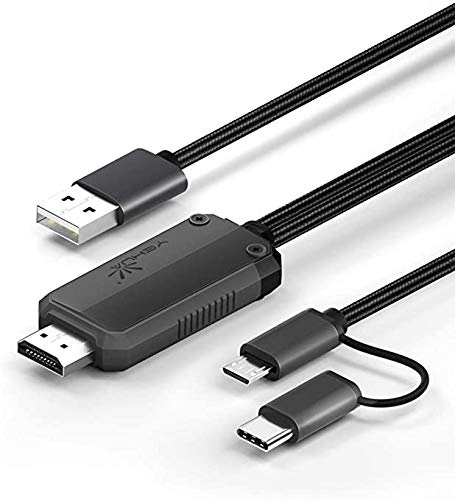 YEHUA Câble USB C à HDMI, 2-en-1 Micro USB/MHL à HDMI Adaptateur 1080P pour Tous Les Téléphones Android/Tablets/USB C iPad à la Télévision/Projecteur