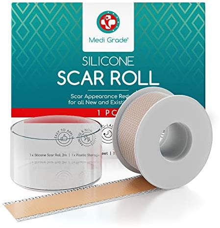 Silikon Narbenpflaster Rolle [2 m], Medi Grade Silikonfolie für Hautpflege - Wiederverwendbar & Perforiert, Zuschneidbar für individuelle Anwendung