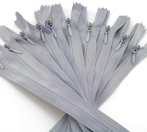 10 Stück/Beutel 15 cm 28 cm 35 cm 45 cm 55 cm 60 cm lange unsichtbare Reißverschlüsse DIY Nylon-Spiralreißverschluss zum Nähen von Kleidung Zubehör-Hellgrau 310, Gesamtlänge 28 cm