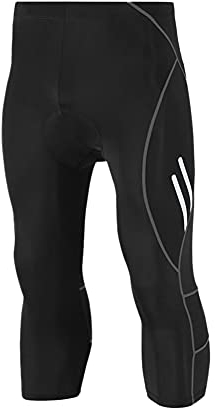 Herren 3/4 Radhose,Sports Fahrradhose Reflektierende Kompression Radlerhose Männer Tights Radsport Hose Elastische Atmungsaktive Leggings Sporthose mit 3D Schwamm Gelpolster für Outdoor Radfahren XL