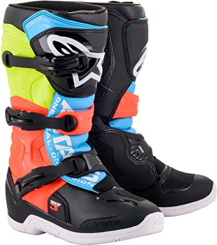 Alpinestars Tech 3S - Stivali da motocross per giovani, taglia 38, colore: Nero/Giallo/Rosso, multicolore, 38 EU