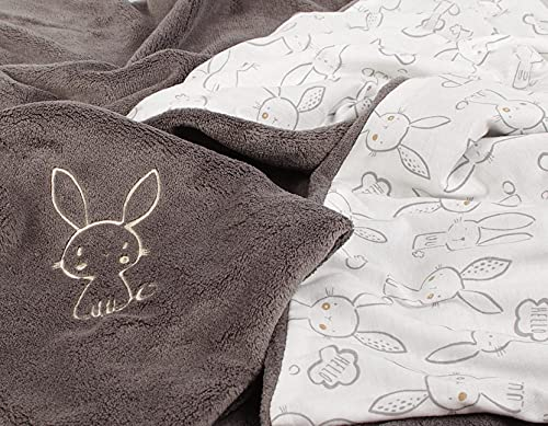 Kaarsgaren Babydecke für den Kinderwagen, leichte Decke für Baby, luftige Babydecke, doppellagige Kinderdecke (Grau Hase, 70 x 100 cm)