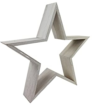 Deko Holzstern 30 cm Weiss Weihnachtsstern Fensterdeko Tischdeko