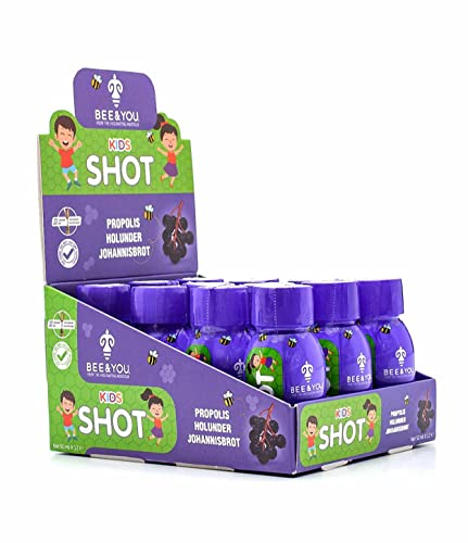BEE&YOU Propolis Shot mit Holunder + Johannisbrot für Kinder (12x50ml) Der natürliche Immunbooster für Kinder mit Vitamin C