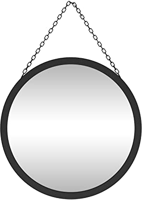 SANY DAYO Home 30,5 cm Echtglas-Spiegel mit Kette, schwarzer runder Spiegel mit Metallrahmen, Kleiner Wandbehang, Kreis, Badezimmer, Duschspiegel für Zuhause, Büro, Tür, Schließfach