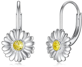 Flpruy Gänseblümchen Ohrringe 925 Sterling Silber, Gänseblümchen Schmuck Blumen Ohrringe Levelback ohrringe Mädchen Sommer, Geburtstag Geschenk für Mama, Mädchen, Frau