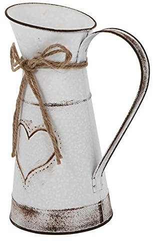 kettle metal flower pot galvanized metal pitcher french style country primitive jug rustic flower bucket Farmhouse Decorative Vase vase household Decorative white iron