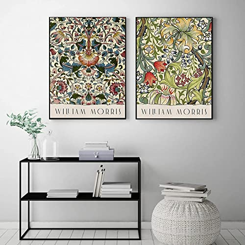 GSHRED Leinwandbild, Wandkunst, William Morris, Museum, Ausstellung, Blumenposter und Drucke, Bilder für Wohnzimmer, Heimdekoration, rahmenlos, 50 x 70 cm, 2 Stück