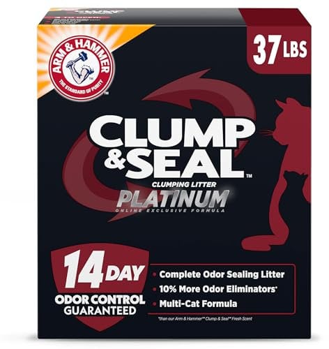 ARM & HAMMER Clump & Seal Multi-Cat Complete Odor Sealing Clumping Cat Litter with 14 Days of Odor Control, 37 lbs.