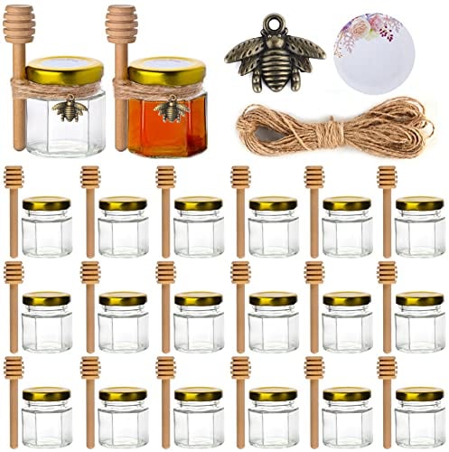 30 Pcs Mini Pot De Miel 45ml En Verre Avec Couvercle, Yaourt, Confiture, Bocaux Pour Invités Mariage, Cadeaux Remerciements