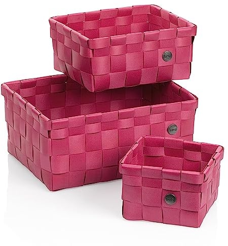 kela Korb-Set Neo, 3-teilig, unterschiedliche Größen, PP-Kunststoff, himbeerrot, ineinander stapelbar, 24481