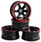 KEEDA Kunststoff Felgen Räder Durchmesser 52mm für 1/10 RC On Road Tourenwagen Drift Auto (Schwarz & Rot)