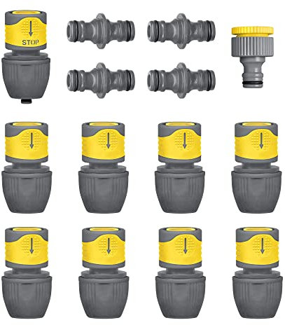 Jardibric Lot de 6 Raccords Rapides d'Arrosage Universels - Inclus 1 Connecteur Rapide et 1 Nez de Robinet en Plastique