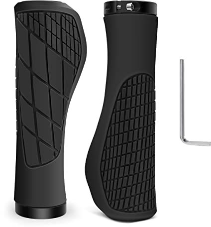 Fahrradgriffe Ergonomisch Lenkergriffe Fahrrad aus Rutschfester Gummi 22,2 mm Fahrrad Griffe Bike Lenker Griffe Fahrradlenker Griffe für MTB, Trekkingrad, E-Bike, Cityrad Rennrad und Faltrad (Schwarz)