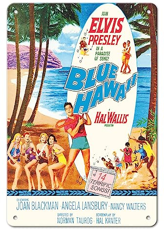 Blue Hawaii – Join Elvis Presley in a Paradise of Song – Vintage-Filmposter c.1961, 20,3 x 30,5 cm, Vintage-Blechschild