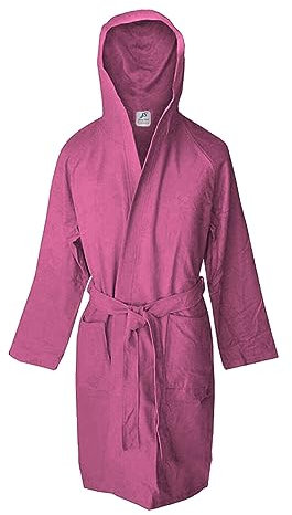 Jenny Sesal Accappatoio in microfibra con cappuccio e cintura Uomo/Donna confezione salvaspazio (L, Rosa)