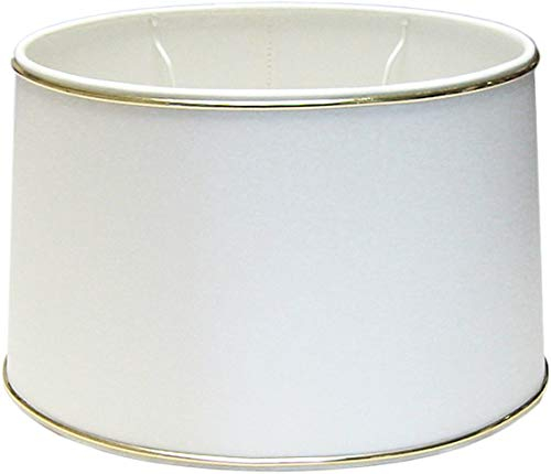 Tisch-Lampenschirm, 35cm/29,5/22,5, Chintz weiß *oval* m. goldfarben,glänzender Kante