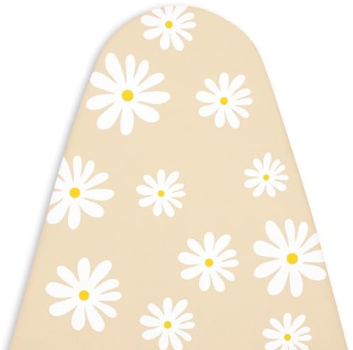 Encasa XO Ironing Board Covers and pad 112x34 cm- Thick 3mm Felt Padding, Drawstring Tightening & Lock, Heat Reflective, Scorch & Stain Resistant, for Medium Ironing Board - Daisy Beige