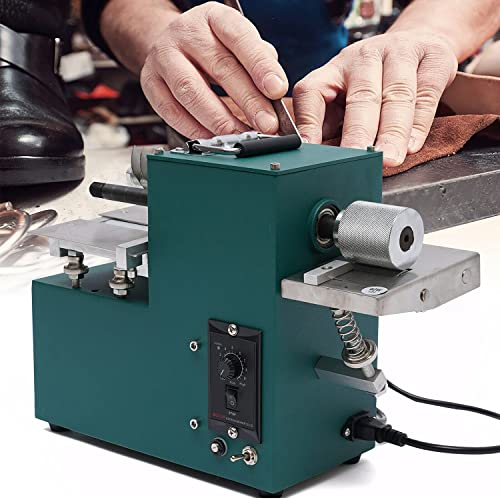 Electric Leather Strips Cutter Machine, Double Head Leather Strap Cutting Tool, Adjustable Speed Leather Cutter Slitting Machine Leather Splitter for Leather/Bags/Shoes/Paper