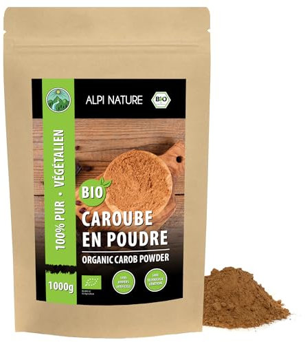 Alpi Nature Caroube Poudre BIO 1kg, Gousses de Caroube Séchées et Moulues, Edulcorant Naturel pour Pâtisserie
