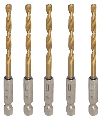 TOP-VIGOR 5Pcs 4mm HSS Hex Shank Twist Drill Bits, High Speed Steel Drill Bit Set 1/4 Inch Shank, Quick Change Drill Bits for Steel, Wood, Plastic, Aluminum