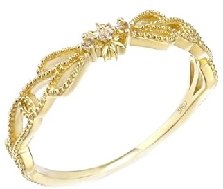 Stfery Ehering Damen 585 Echtgold Ring für Frauen Rund Topas Ehering Damen Einzeln